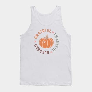 Grateful Thankful Blessed Pumpkin Hearts Tank Top